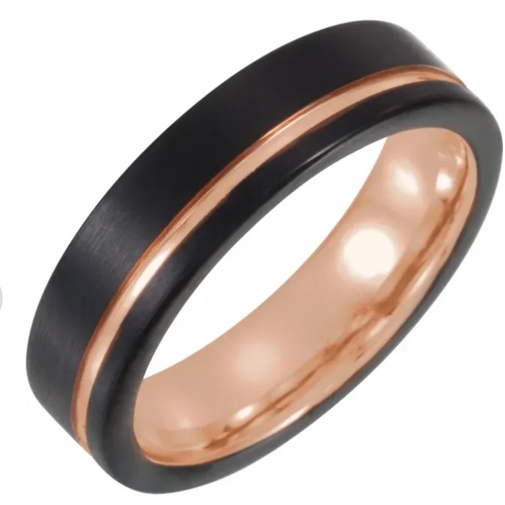 🖤 Black & 18K Rose Gold PVD Tungsten 6 mm Band 🖤